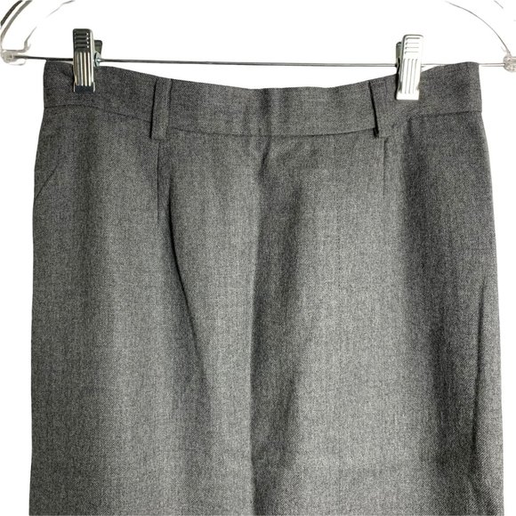Vintage Wool Midi Pencil Skirt 10 Grey Lined Front Slit Button Zip Belt Loops - Picture 2 of 6